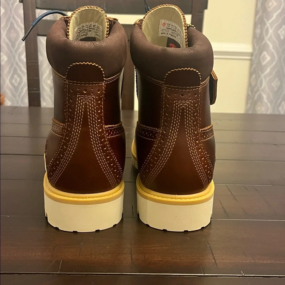 Timberland 6” Premium Brogue Boots new brown Mens Size 8.5